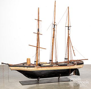 Wood ship model, late 19th c.