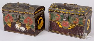 Two toleware document boxes, 19th c.