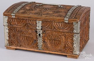 Scandinavian carved valuables box, 19th c.