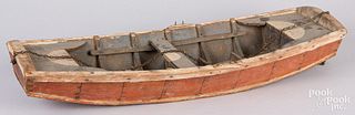 Painted pine flat bottom boat model, early 20th c.