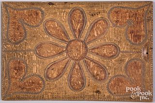 Scandinavian carved and painted panel, 19th c.
