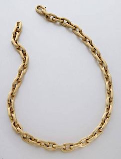 18K gold link necklace with a Florentine finish.