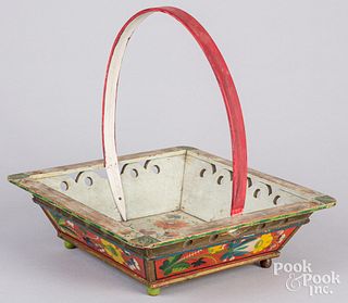 Scandinavian painted basket, 19th c.