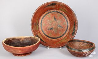 Three Scandinavian painted bowls, 19th c.