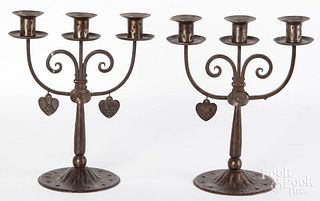 Pair of German Arts and Crafts style candelabra