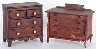Two miniature painted dressers, 19th c.