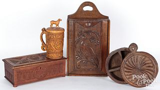Group of Scandinavian carved boxes
