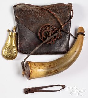 Hunting bag and powder horn, 19th c.