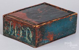 Scandinavian painted slide lid spice box, 19th c.