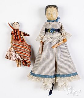 Two wooden peg dolls, 19th c.