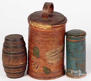 Painted bark canister, early 20th c.
