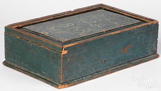 Scandinavian painted slide lid box, dated 1848
