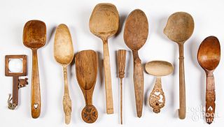 Carved wooden spoons and accessories.