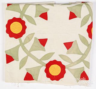 Floral appliqué quilt, together with a quilt top