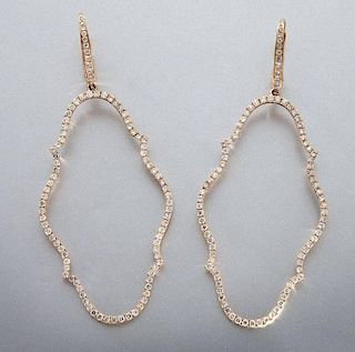 18K rose gold and diamond earrings.