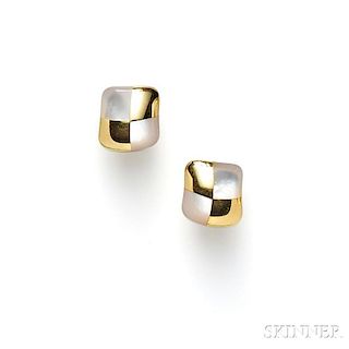 18kt Gold and Mother-of-pearl Earclips, Angela Cummings