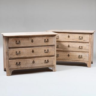 Pair of Italian Baroque Bleached and Painted Walnut Chest of Drawers