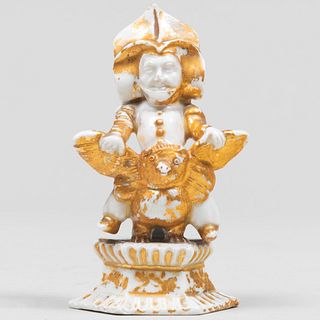 Early Meissen Gilt-Decorated Porcelain Figure of a Dwarf, After Jacques Callot