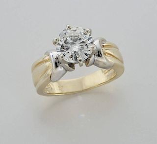 14K gold and diamond solitaire ring