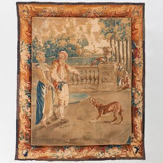 Aubusson Pastoral and Figural Tapestry Fragment