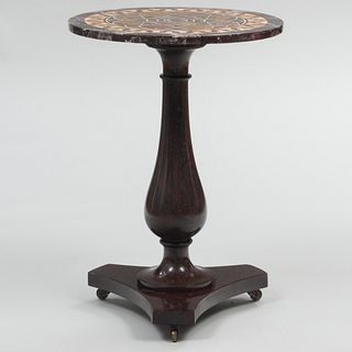 Italian Specimen Marble and Porphyry Pedestal Table