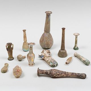 Group of Thirteen Roman Glass Vessels