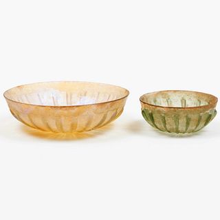 Two Roman Glass Ribbed Bowls