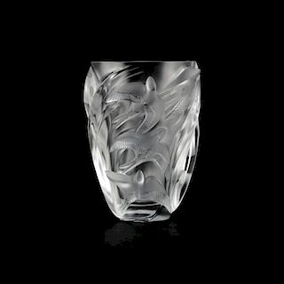 Lalique France "Martinets" Frosted Crystal Vase.