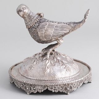 Silver Metal Bird-Form Spice Container, Probably Indian