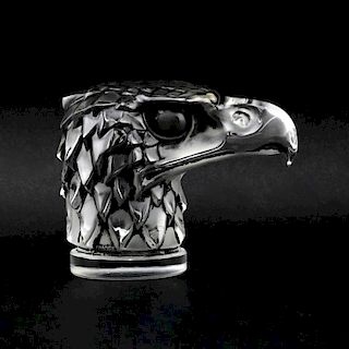 Rene Lalique, France Hood Ornament "Tete D'Aigle", Pressed Glass with Gray Patina, 1928 Design.
