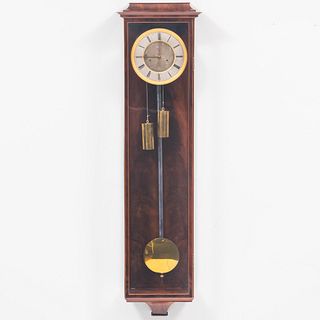 Austrian Neoclassical inlaid Mahogany and Brass Wall Clock
