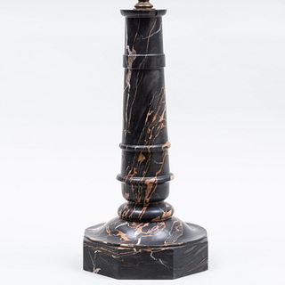 Large Black Porto Marble Columnar Form Lamp