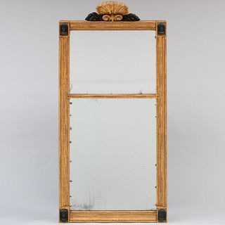Continental Neoclassical Verdigris Painted and Parcel-Gilt Mirror, Possibly Italian