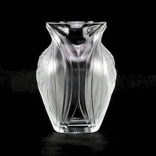 Lalique France "Pavie" Frosted Crystal Vase.