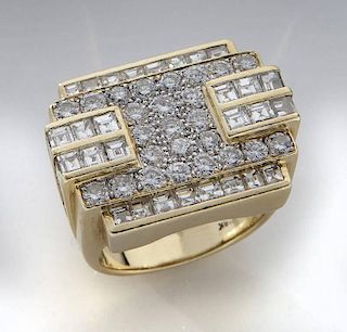 Art Deco style 18K gold and diamond dinner ring