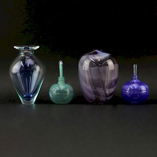 Grouping of Four (4) Art Glass Vases and Perfume Bottles