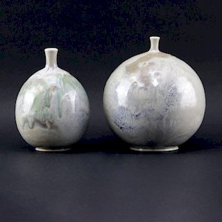 Lot of Two (2) J.S. Cummings Studio Art Bulbous Form Pottery Bud Vases