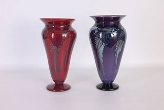 (2) Rick Strini Art Glass Vases