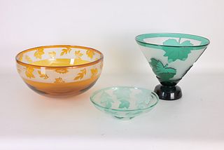 (3) Assorted Correia Glass Bowls