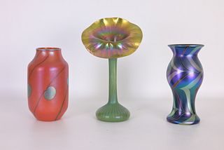(3) Lundberg Studios Art Glass Pieces