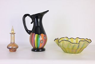 (3) Assorted Art Glass Pieces