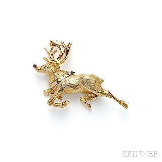 18kt Gold Reindeer Brooch, Tiffany & Co.