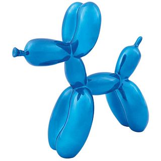 JEFF KOONS, Balloon dog (blue), Sin firma, Escultura en resina fundida en frío 444 / 999, 30 x 30 x 12 cm, Con certificado