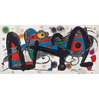 JOAN MIRÓ, Portugal, de la serie Miró escultor, 1975, Firmada en plancha, Litografía sin número de tiraje, 20 x 40 cm medidas totales
