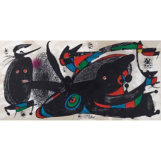 JOAN MIRÓ,Gran Bretaña, de la serie Miró escultor,1975, Firmada en plancha, Litografía sin número de tiraje, 20 x 40 cm medidas totales