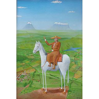 JORGE GARCÍA SÁINZ, Charra mexicana, Firmado y fechado 22, Óleo sobre tela, 120 x 79 cm