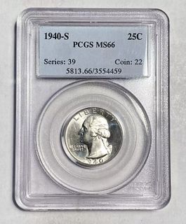 1940 S Quarter Dollars Silver Coinage PCGS MS-66