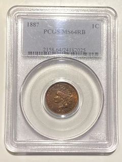 1887 Indian Cent PCGS MS-64 RB