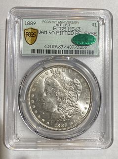 Morgan Silver Dollar 1889 P PCGS MS-63  CAC VAM 5A Pitted Reverse