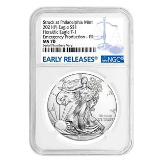 2021 (P) 1 oz Silver American Eagle NGC MS 70 ER Emergency Production